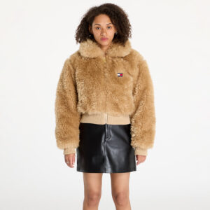 Kabát Tommy Jeans Faux Shearling Jacket Beige L-alacsony-ár