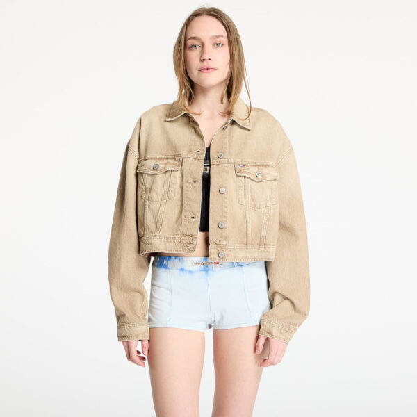 Kabát Tommy Jeans Oversized Crop Trucker Jacket Denim S-alacsony-ár