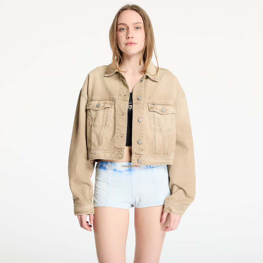 Kabát Tommy Jeans Oversized Crop Trucker Jacket Denim S-alacsony-ár
