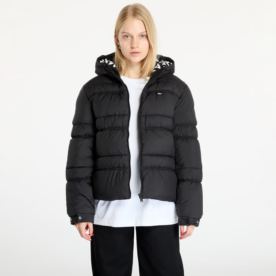 Kabát Tommy Jeans Quilt Rouch Tape Jacket Black XS-alacsony-ár
