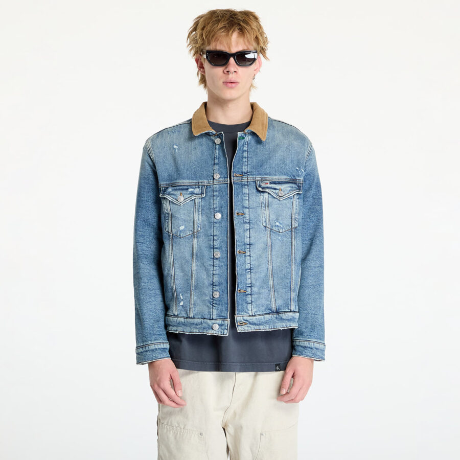 Kabát Tommy Jeans Ryan Teddy Regular Trucker Jacket Denim M-alacsony-ár