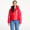 Kabát Tommy Jeans Shiny Hooded Badge Jacket Red XS-alacsony-ár
