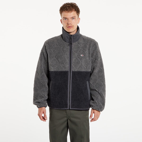 Kabát Tommy Jeans Teddy Essential Jacket Black M-alacsony-ár
