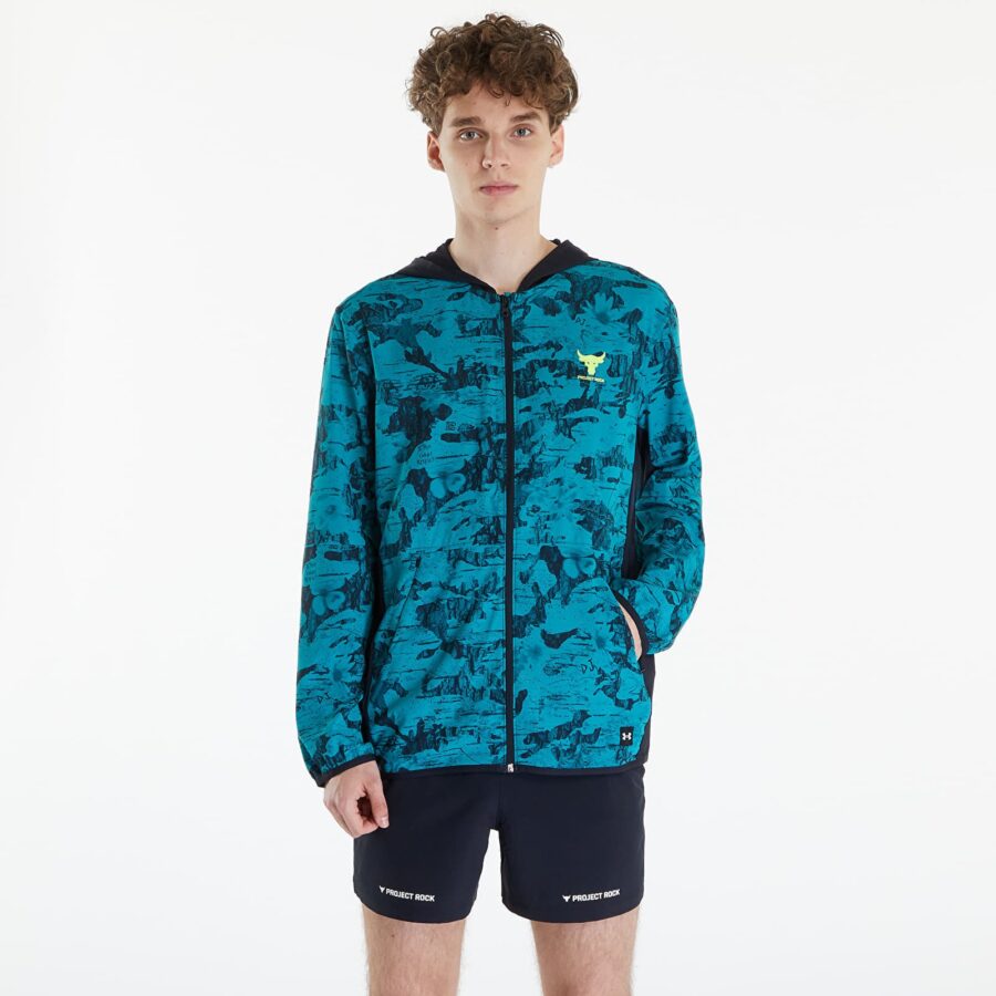 Kabát Under Armour Project Rock Iso Tide Hybrid Jacket Hydro Teal/ Black/ High-Vis Yellow M-alacsony-ár