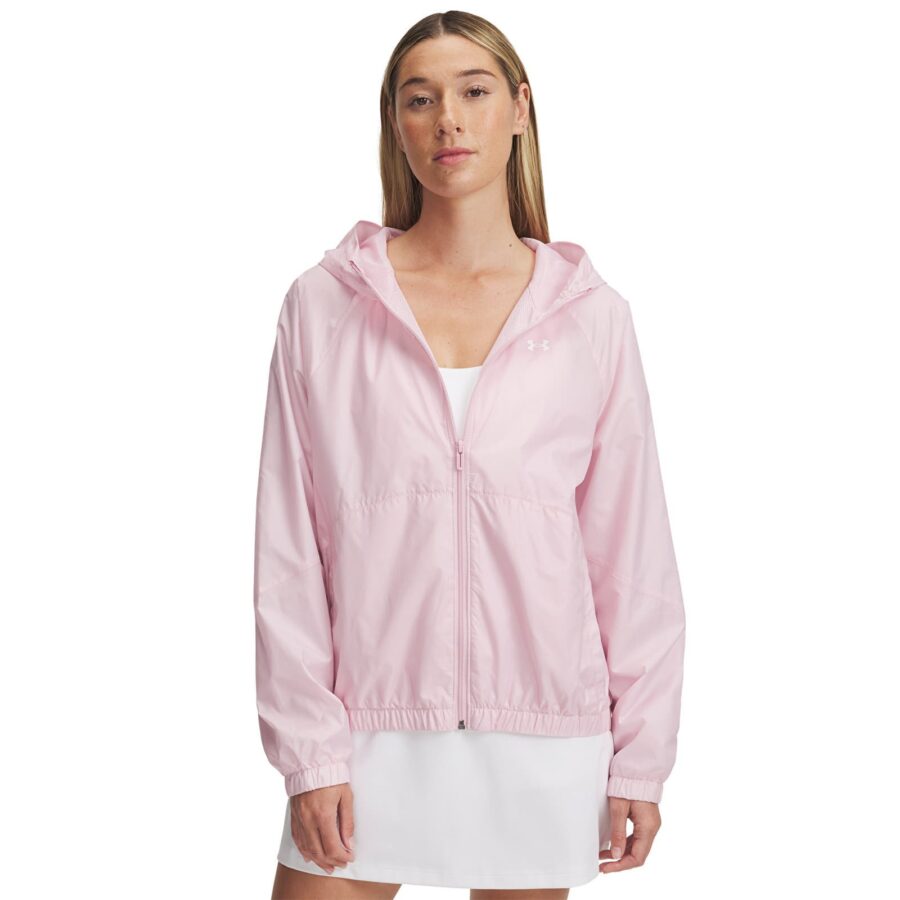 Kabát Under Armour Rival Sport Windbreak Jacket Prime Pink/ White M-alacsony-ár