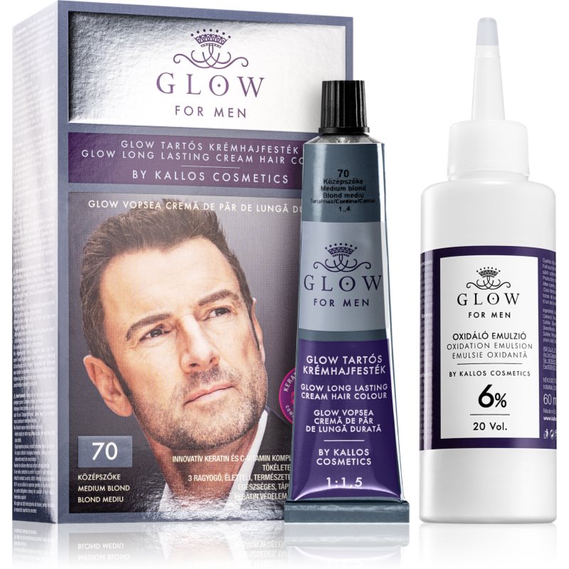 Kallos Glow For Men tartós hajfesték uraknak árnyalat 70 Medium Blond 100 ml-Eredeti