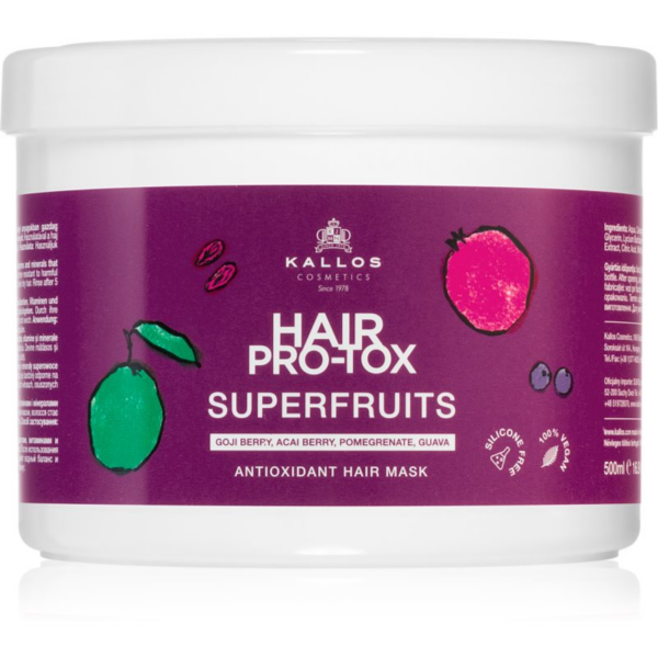 Kallos Hair Pro-Tox Superfruits regeneráló maszk a fénytelen fáradt hajra 500 ml-Ár