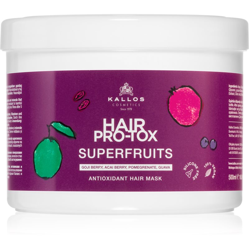 Kallos Hair Pro-Tox Superfruits regeneráló maszk a fénytelen fáradt hajra 500 ml-Ár
