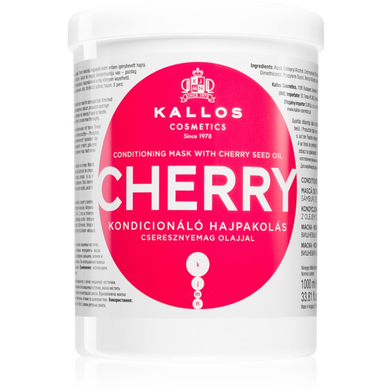 Kallos KJMN Professional Cherry hidratáló maszk a károsult hajra 1000 ml-Eredeti