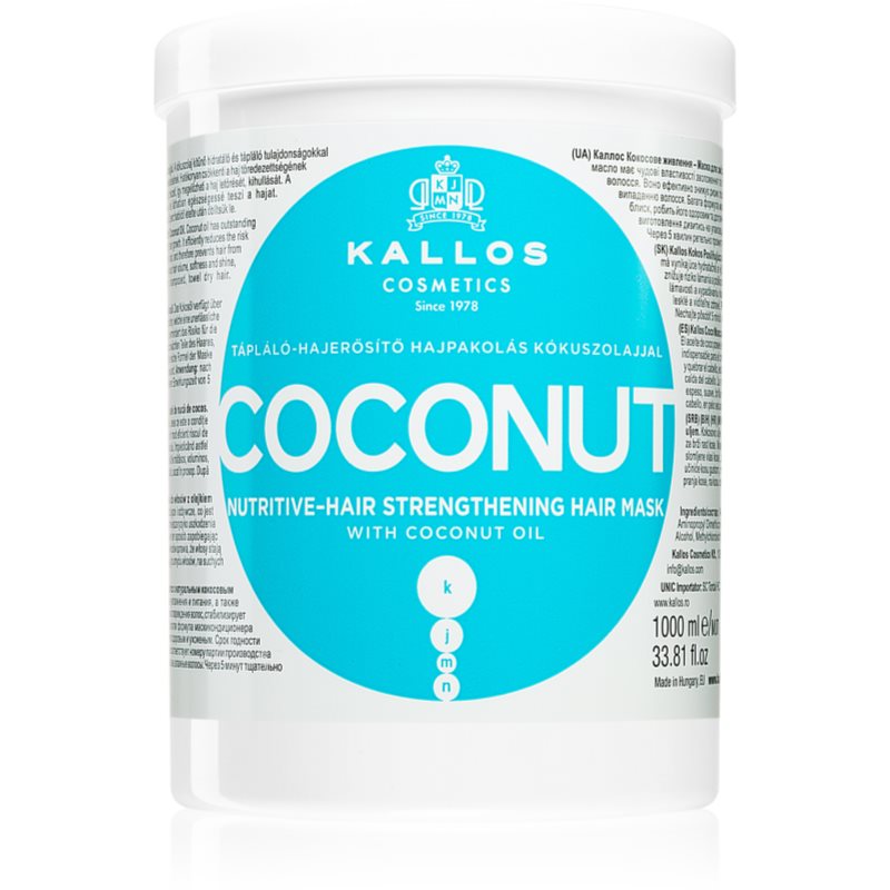 Kallos KJMN Professional Coconut tápláló maszk meggyengült hajra 1000 ml-Eredeti