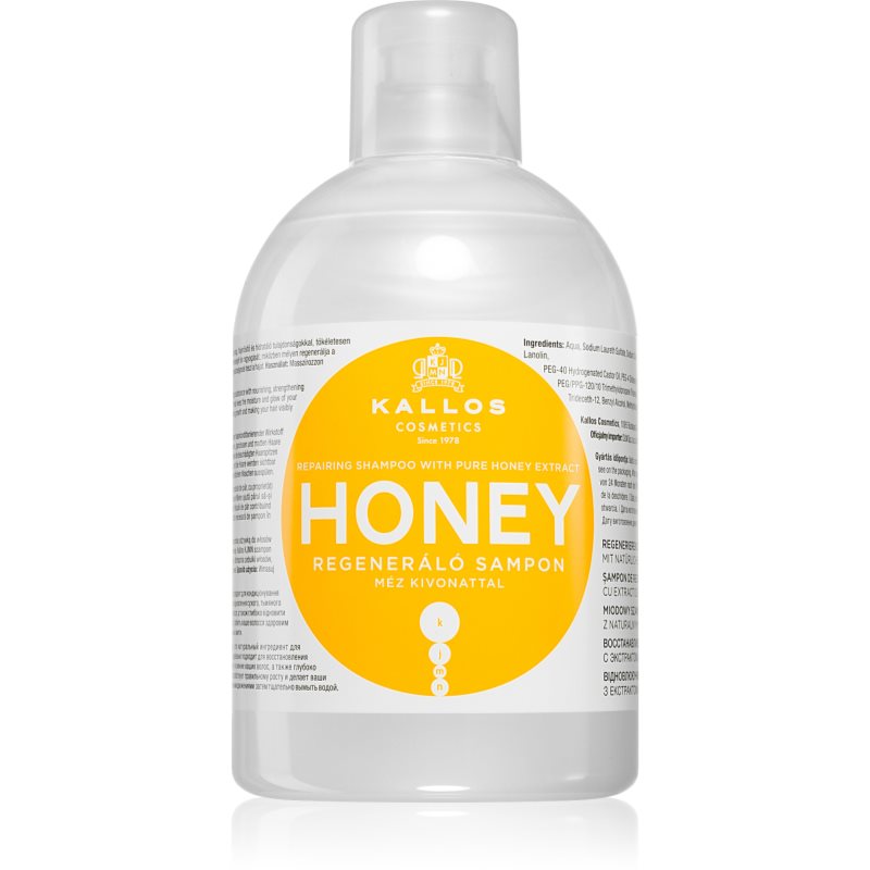 Kallos KJMN Professional Honey hidratáló és revitalizáló sampon száraz és sérült hajra 1000 ml-Eredeti