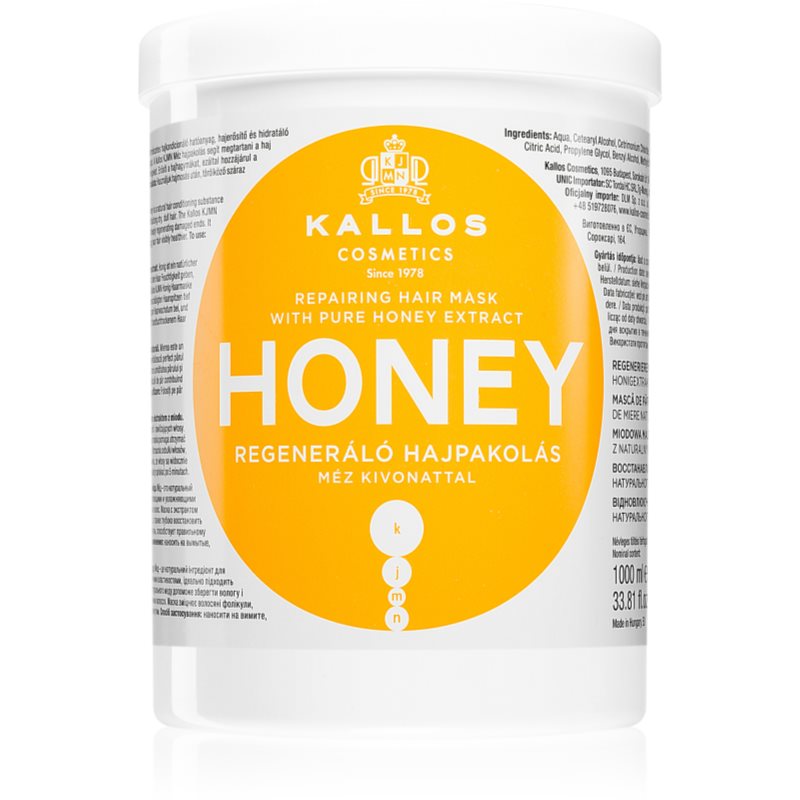 Kallos KJMN Professional Honey intenzív hidratáló maszk száraz és sérült hajra 1000 ml-Eredeti