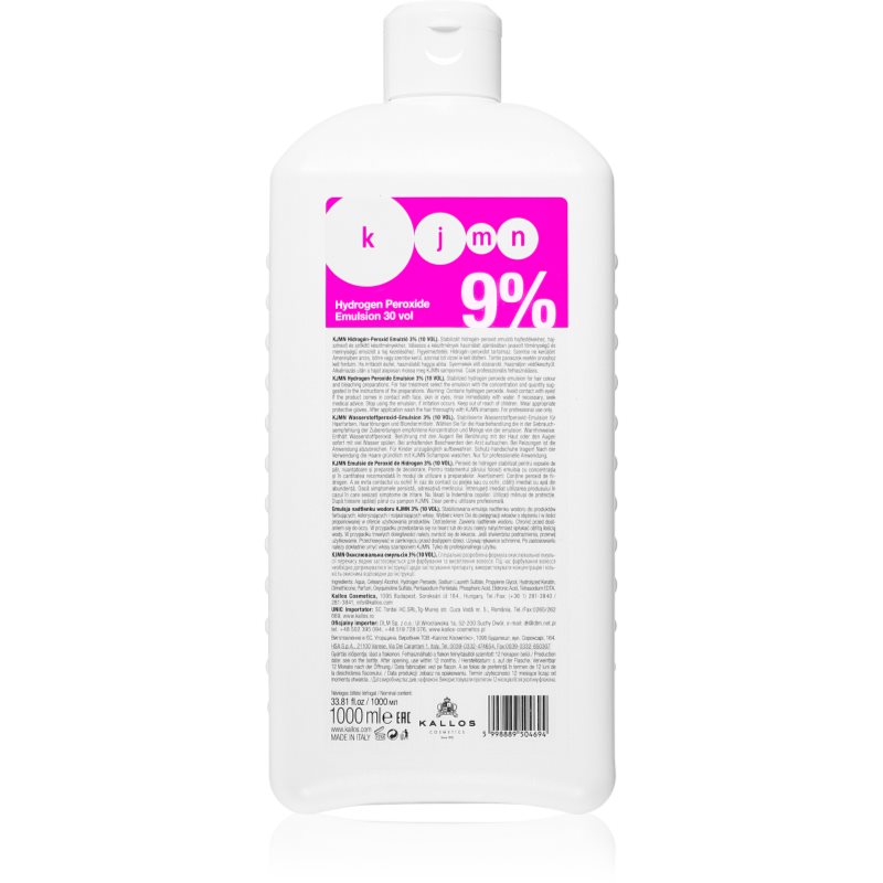 Kallos KJMN Professional Hydrogen Peroxide színelőhívó emulzió 9% 30 vol. professzionális használatra 1000 ml-Eredeti
