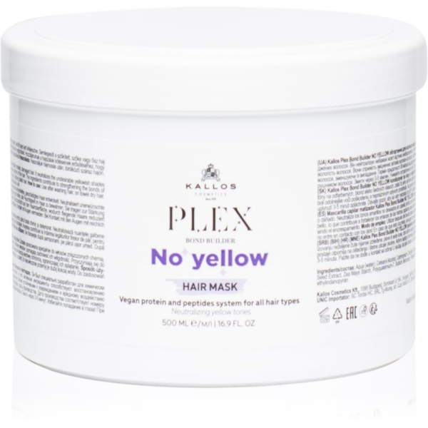 Kallos Plex No Yellow haj maszk semlegesíti a sárgás tónusokat 500 ml-ár