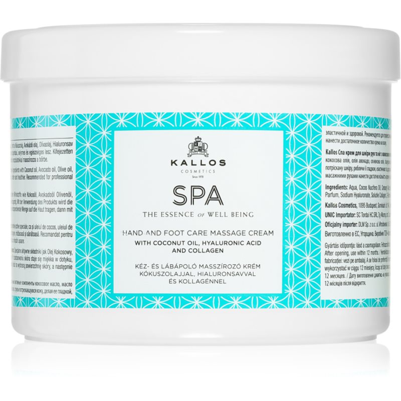 Kallos Spa masszázskrém kézre és lábra 500 ml-Eredeti