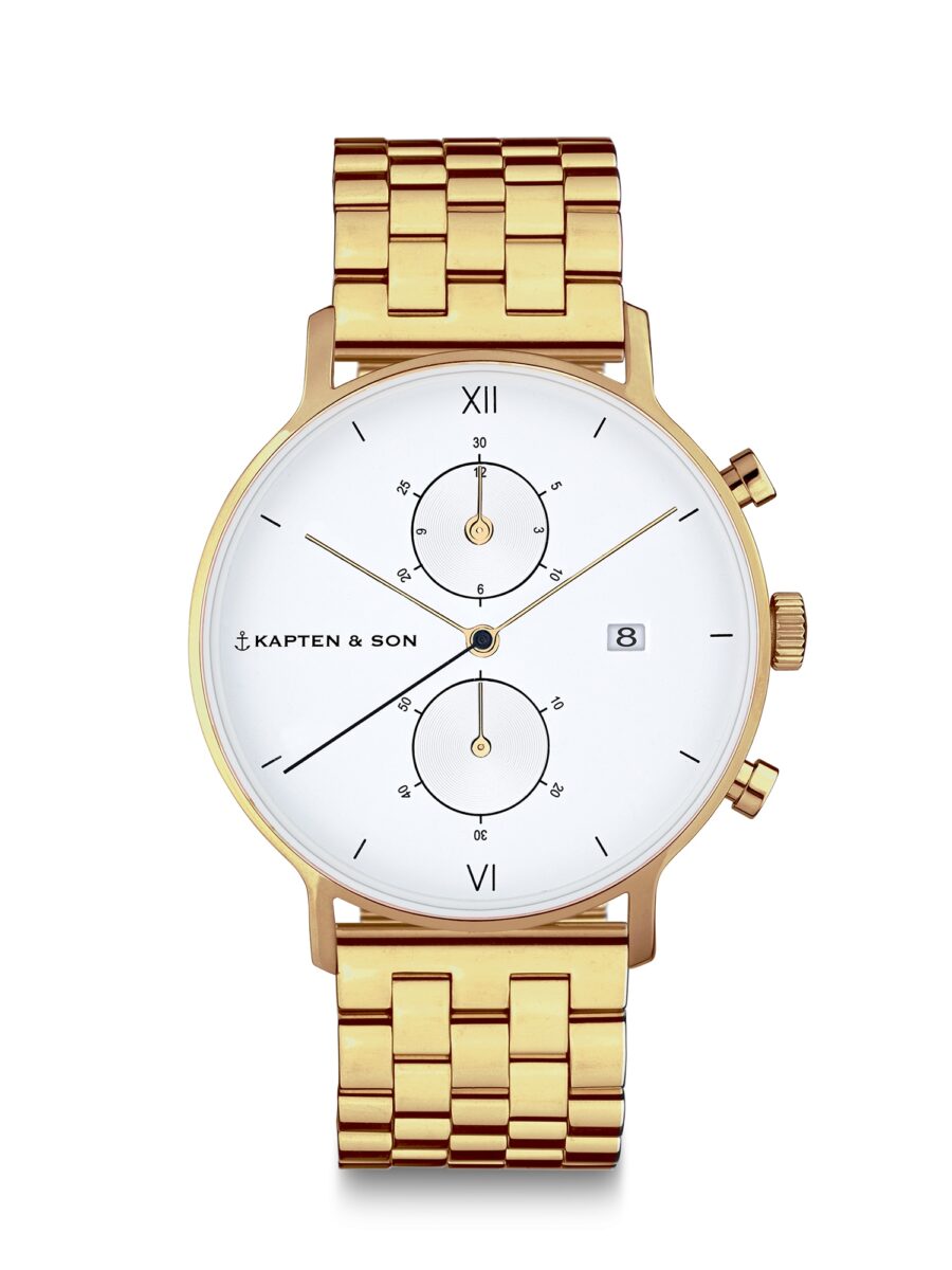 Kapten & Son Analóg órák 'Chrono Gold Steel'  arany / fehér-hu