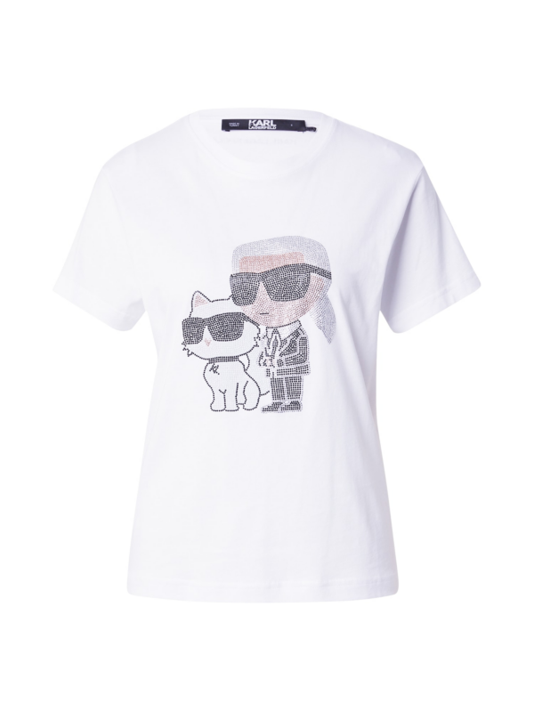 Karl Lagerfeld Póló 'Ikonik 2.0'  testszínű / fekete / ezüst / fehér-Ár