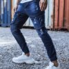 Kék férfi skinny fit farmernadrág övvel Dstreet
