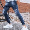 Kék férfi skinny fit farmernadrág övvel Dstreet