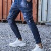 Kék férfi skinny fit farmernadrág övvel Dstreet