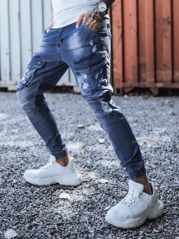 Kék oldalzsebes jogger farmer férfi nadrág Dstreet