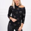 Kesi Blouse with a print of hearts black