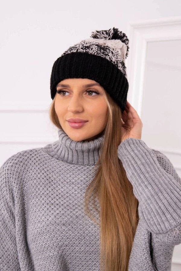 Kesi Cap with a pompom Abigail K326 beige+black