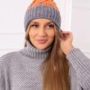Kesi Cap with a pompom Abigail K326 grey+orange neon