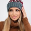 Kesi Cap with a pompom Ellen K325 dark gray+red