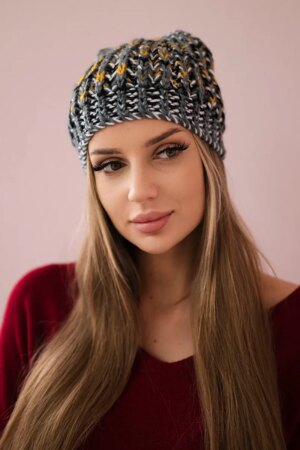 Kesi Cap with a pompom Maria K335 dark gray