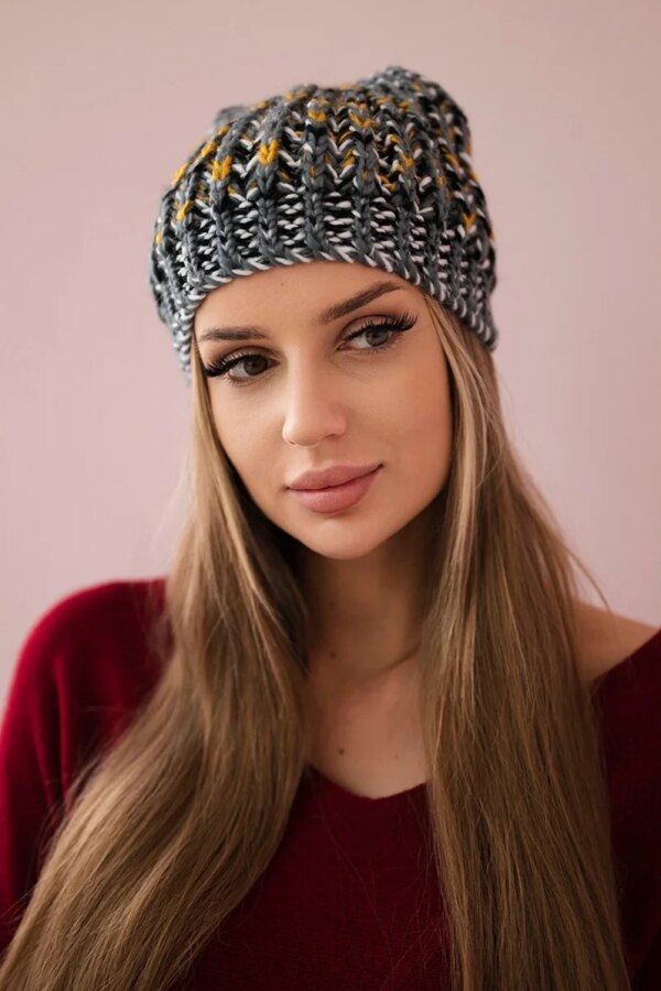 Kesi Cap with a pompom Maria K335 dark gray