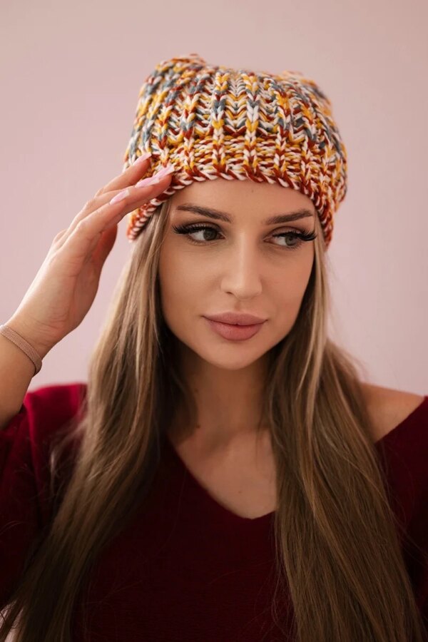 Kesi Cap with a pompom Maria K335 mustard