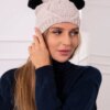 Kesi Cap with fleece 2 pompoms K291 beige