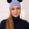 Kesi Cap with fleece 2 pompoms K291 blue