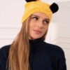Kesi Cap with fleece 2 pompoms K291 yellow
