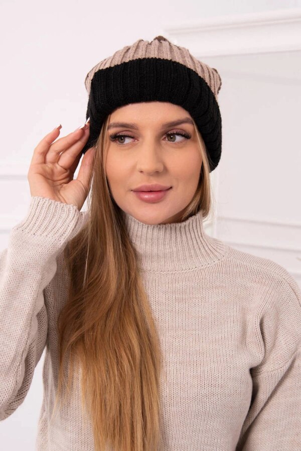 Kesi Cap with fleece Bojana K265 black+beige+cappuccino