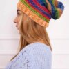 Kesi Cap with fleece Krystyna K207 cornflower + orange