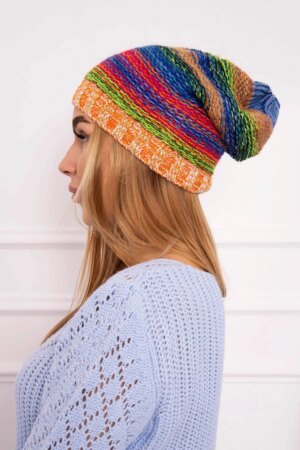 Kesi Cap with fleece Krystyna K207 cornflower + orange