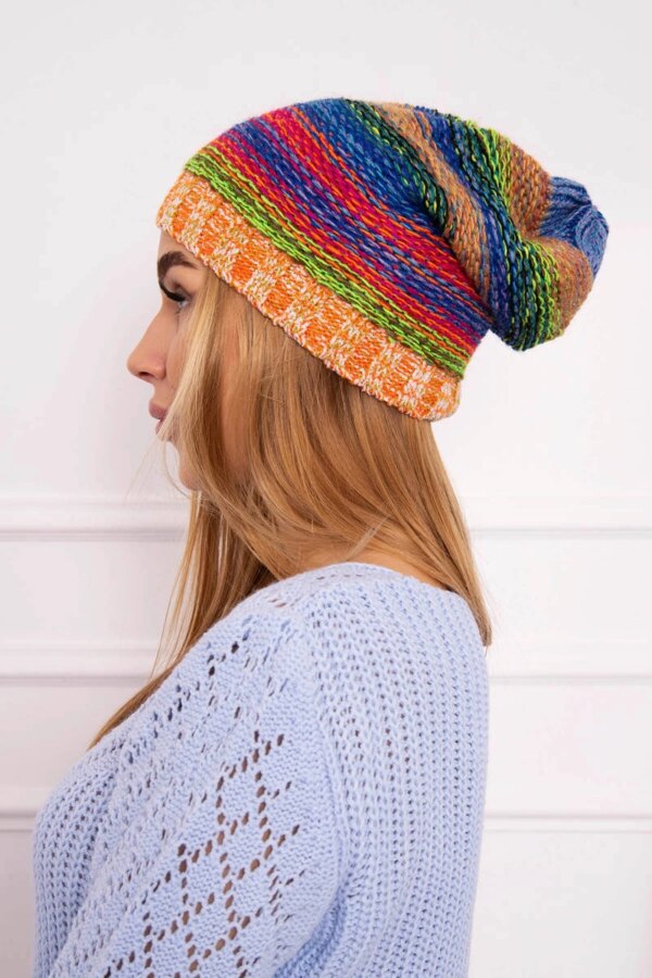Kesi Cap with fleece Krystyna K207 cornflower + orange
