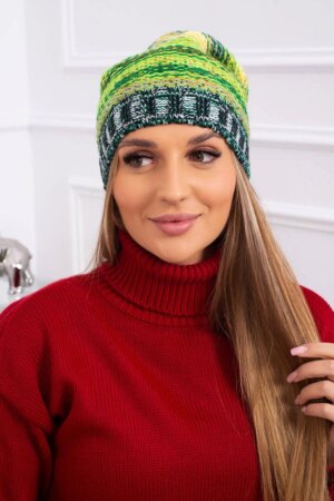 Kesi Cap with fleece Krystyna K207 green neon+dark green