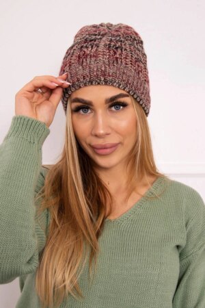 Kesi Cap with fleece Melisa K241 burgundy+beige