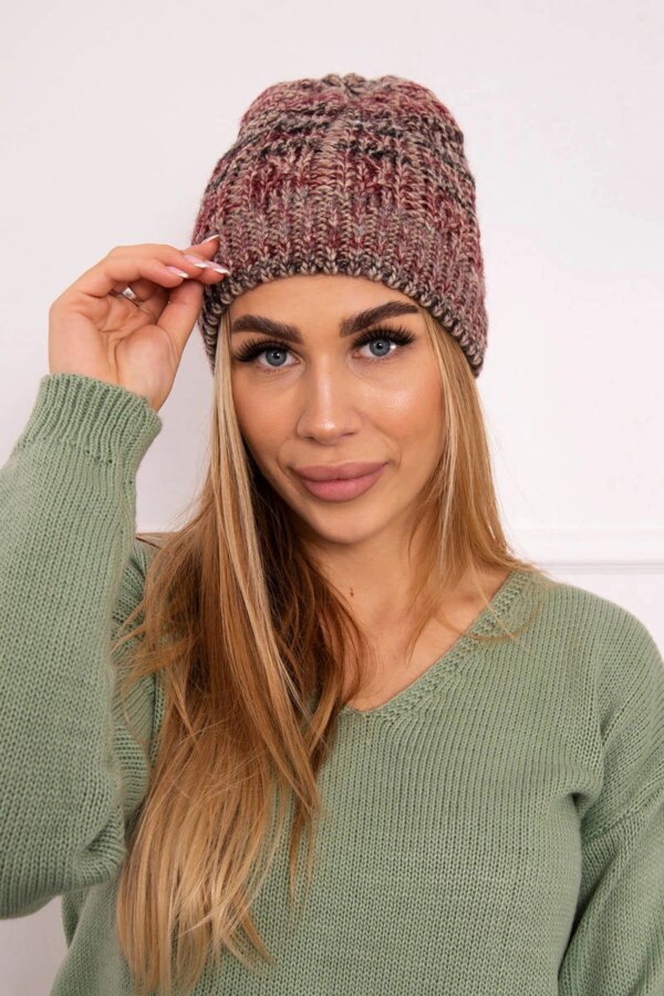 Kesi Cap with fleece Melisa K241 burgundy+beige