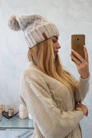 Kesi Cap with fleece Milano K203 ecru melange+light beige