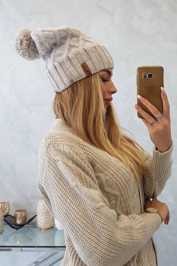 Kesi Cap with fleece Milano K203 ecru melange+light beige