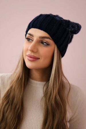 Kesi Cap with fleece Milano K203 navy blue melange+navy blue