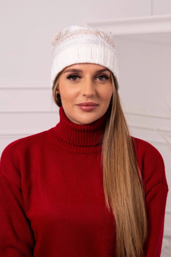 Kesi Cap with fleece Monika K256 dark beige+ecru