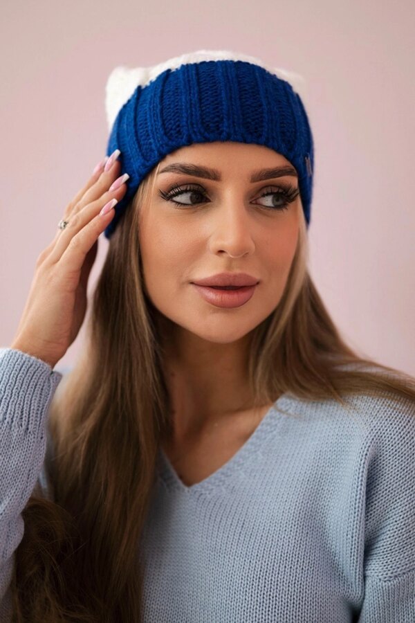 Kesi Cap with fleece Paris K212 ecru+mauve-blue