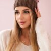 Kesi Cap with fleece Paryż K213 brown + powdered pink