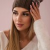 Kesi Cap with fleece Paryż K213 brown+ecru