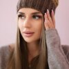 Kesi Cap with fleece Paryż K213 mocca + yellow